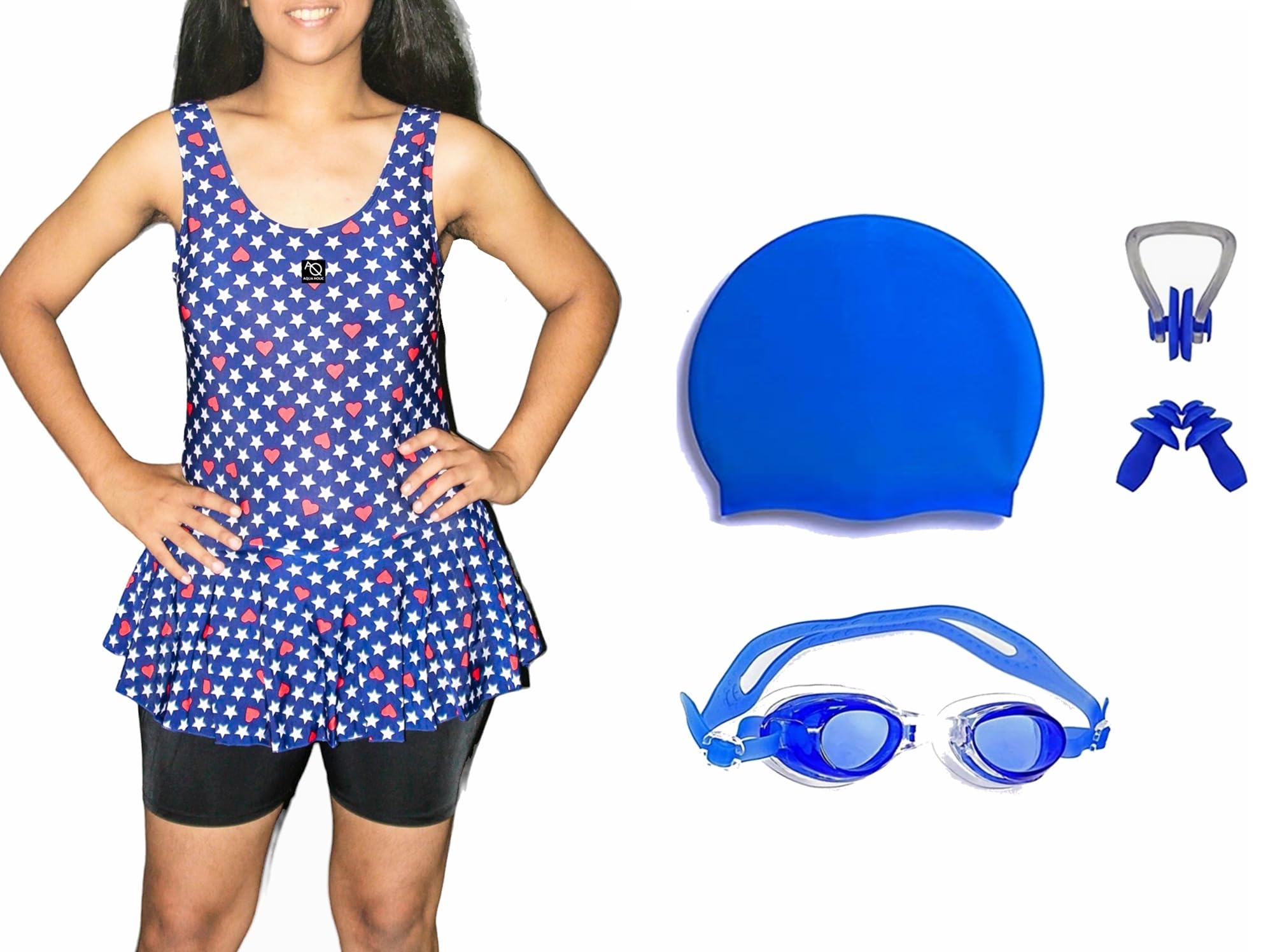 Aqua Holic Swimming Kit for Girls with 1 Swimming Costume | Swim Suit | Swimwear | Swimming Dress- 1 Goggles, 1 Cap, 1 Ear Plug, 1 Nose Clip-image-42