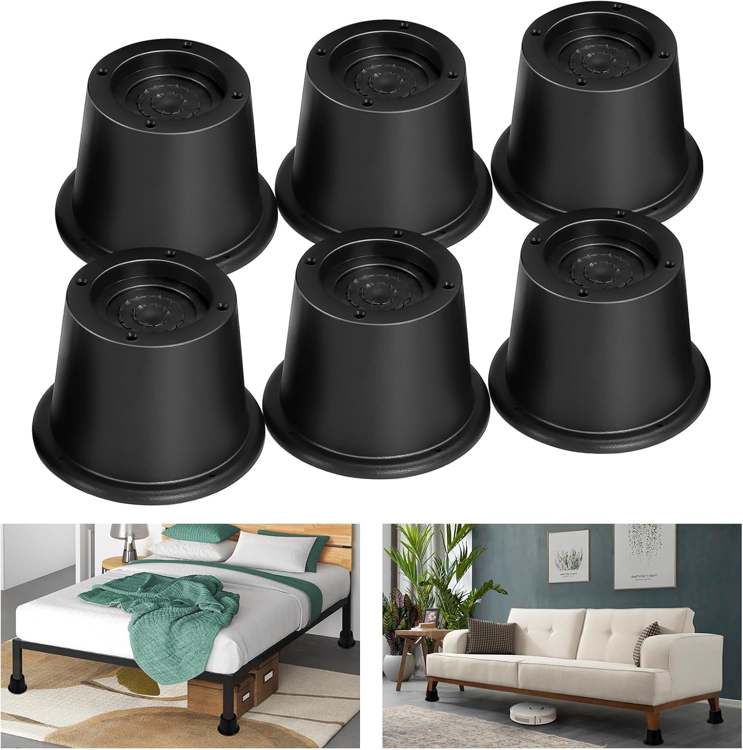 shouwuhho Bed Risers 2 inch, 3 Inch, Heavy Duty Round