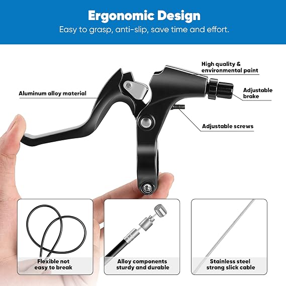 V-Type Bike Brake Set, Complete Universal Bike Front and Rear MTB Brake, Bicycle Brakes, Inner and Outer Cables, Include Brakes Lever Calipers Multi-Tool Wrenches