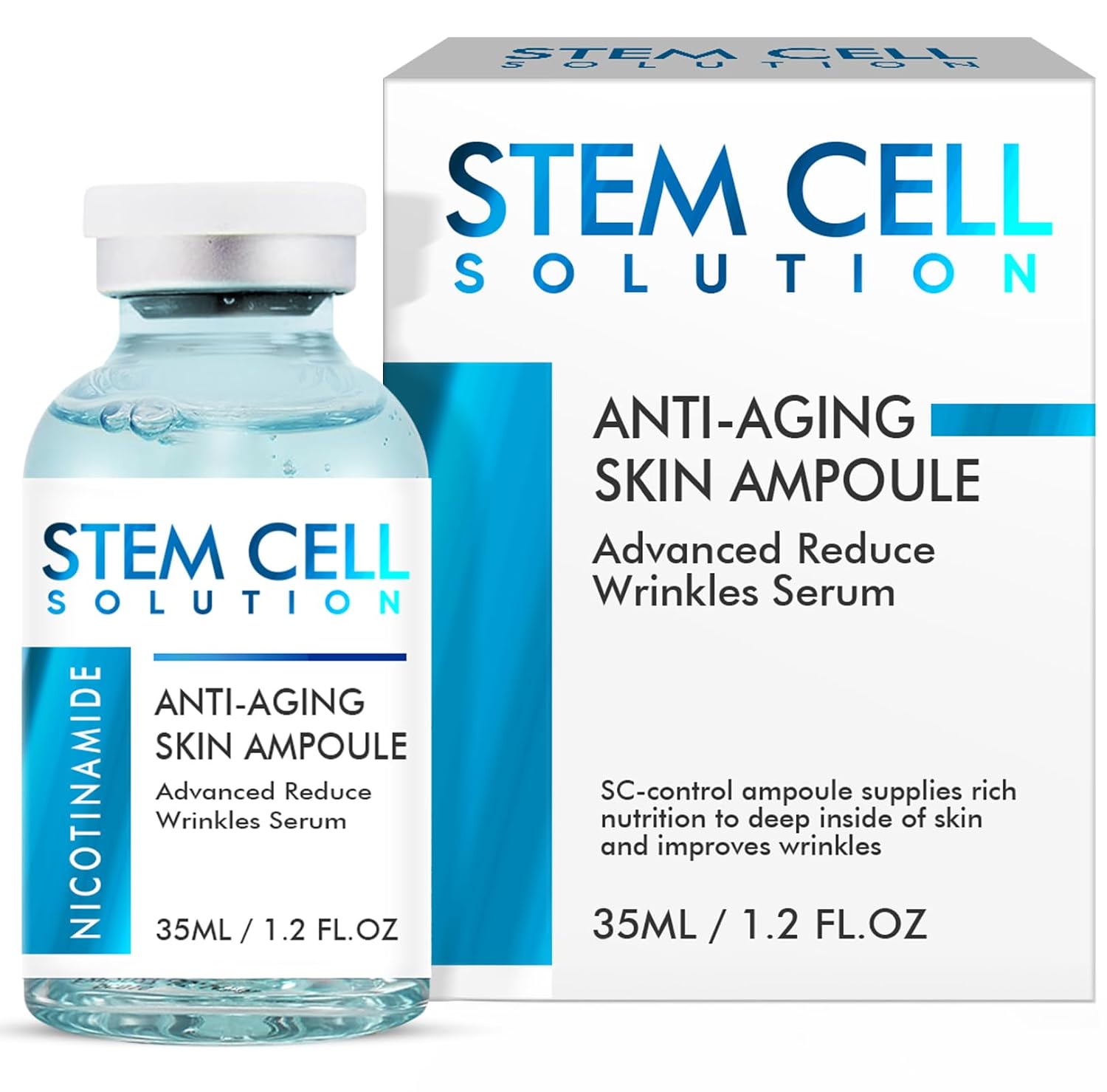Stem Cell Serum for Face, Advanced Skin Renewal Formula for Wrinkle Reduction, Hydration & Radiance, Professional Ampoule for Daily Use and Microneedling, 1.2 Fl Oz