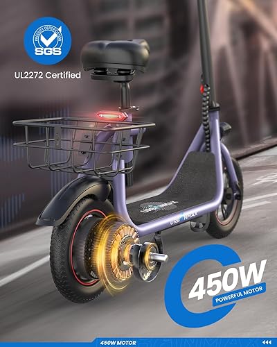 Miniatura 2 de URBANMAX C1C1 Pro Electric Scooter with Seat, 450W Powerful Motor up to 2225 Miles Range, Foldable Electric Scooter for Adults Max Speed 15.518.6