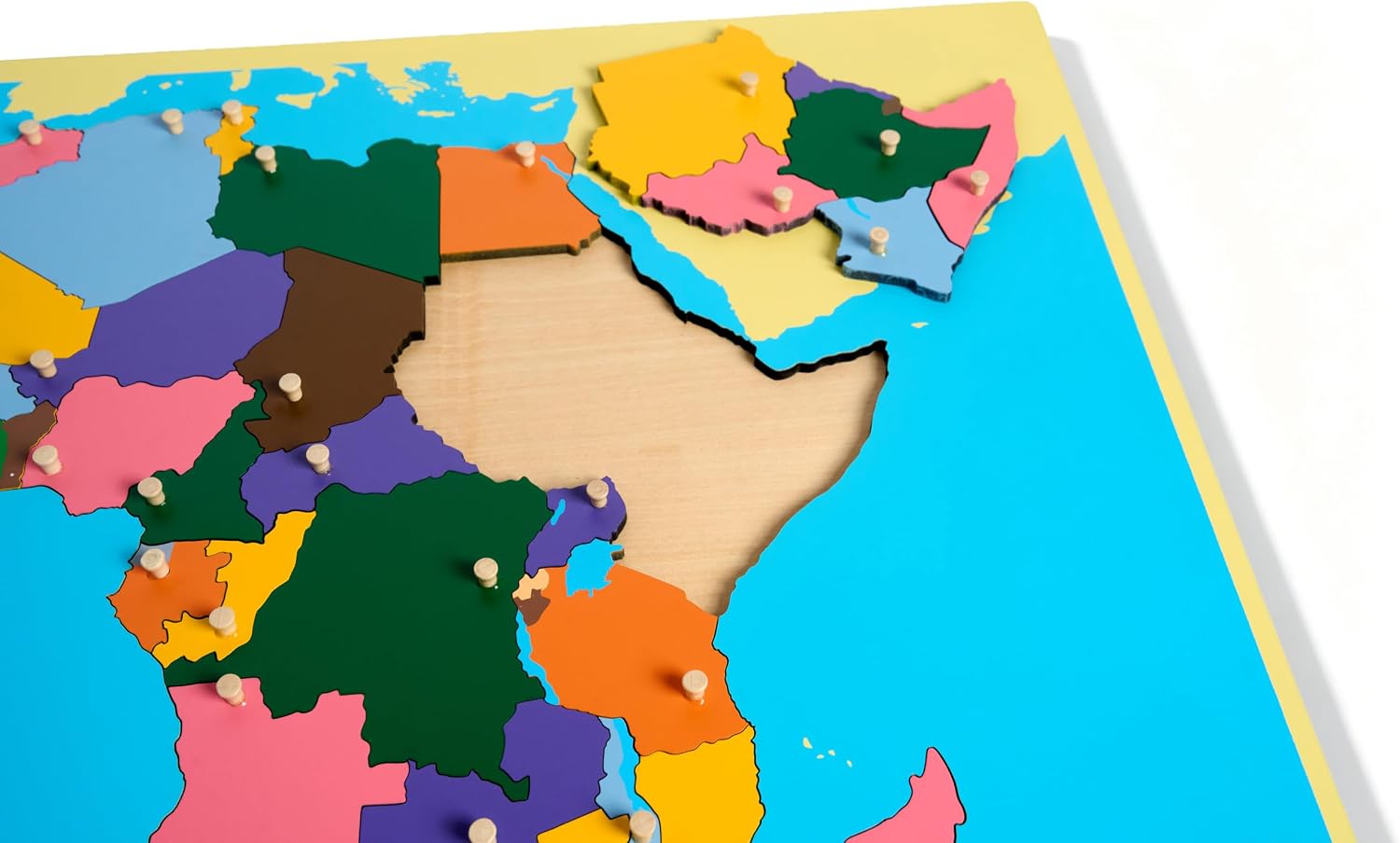 Premium Montessori Africa Puzzle Map with Control Cards – Wooden Geography Teaching Aid, 57cm (22.4in), Color-Coded Countries Knobbed, Sensorial Learning Toy for Kids Ages 3-6, Homeschool & Classroom image 4