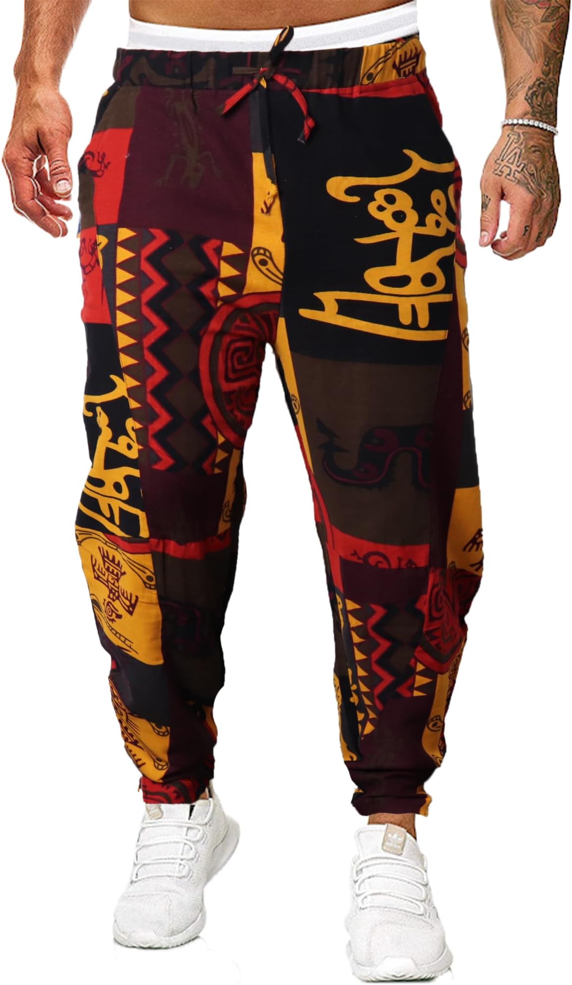 YAOBAOLE Men Hippie Trousers Men Linen Trousers 3D Printed Joggers Yoga Tracksuit Bottoms