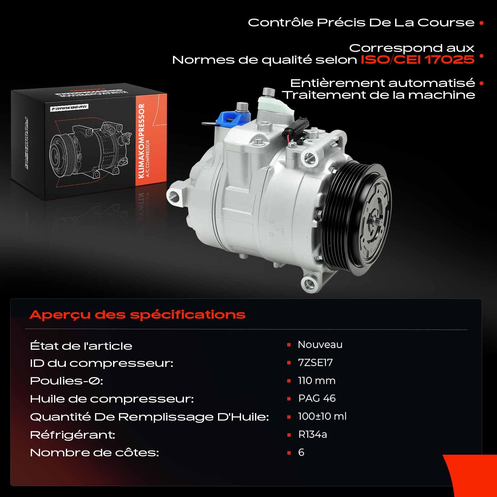 Frankberg Compresseur de climatisation avec embrayage 0002306511 | Compatible avec: , , ,Classe C T-Model S203 ,Classe S Coupé C215 ,Classe E Coupé C207 ,