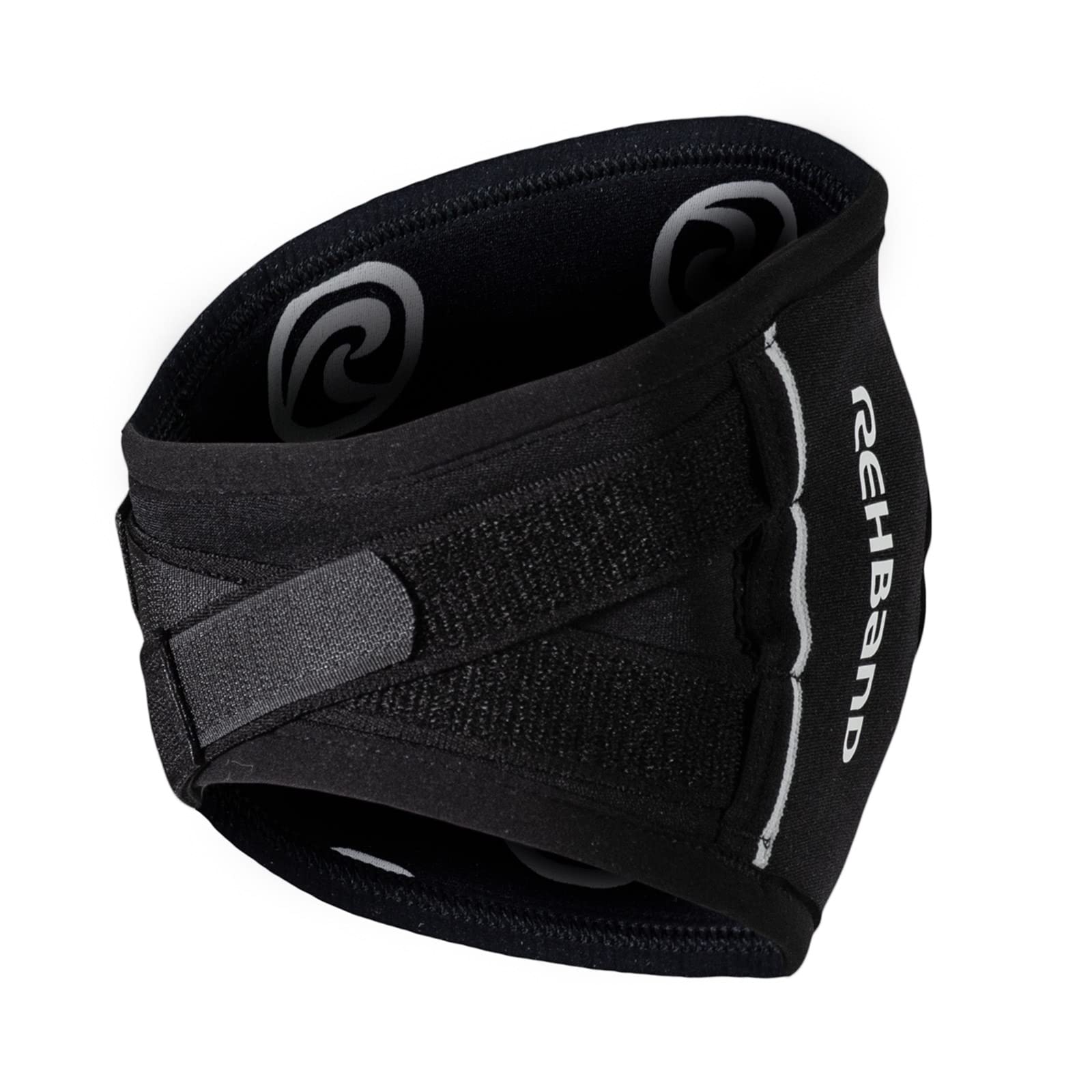 Rehband UD ginocchiera con apertura rotulea, fascia stabilizzante per tendine rotuleo in neoprene SBR da 3 mm, supporto anatomico ginocchio per donna e uomo, Colore:Nero, Misura:S