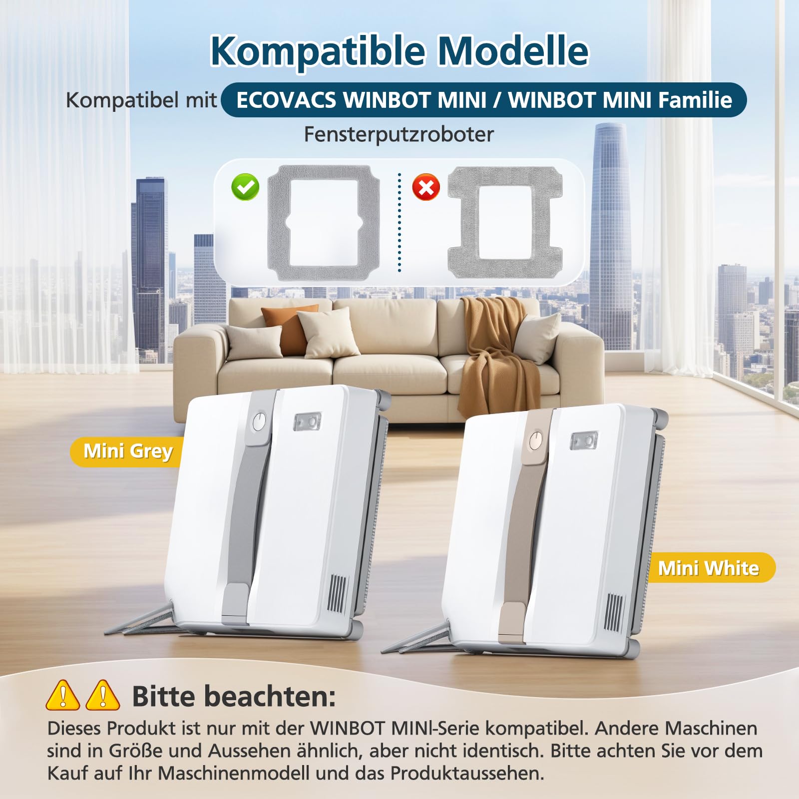 6 sztuk ściereczek do czyszczenia Ecovacs WINBOT MINI rodzinnych robotów do mycia okien, podkładka do czyszczenia okien, części zamienne do Ecovacs Winbot MINI W-CC02-0012
