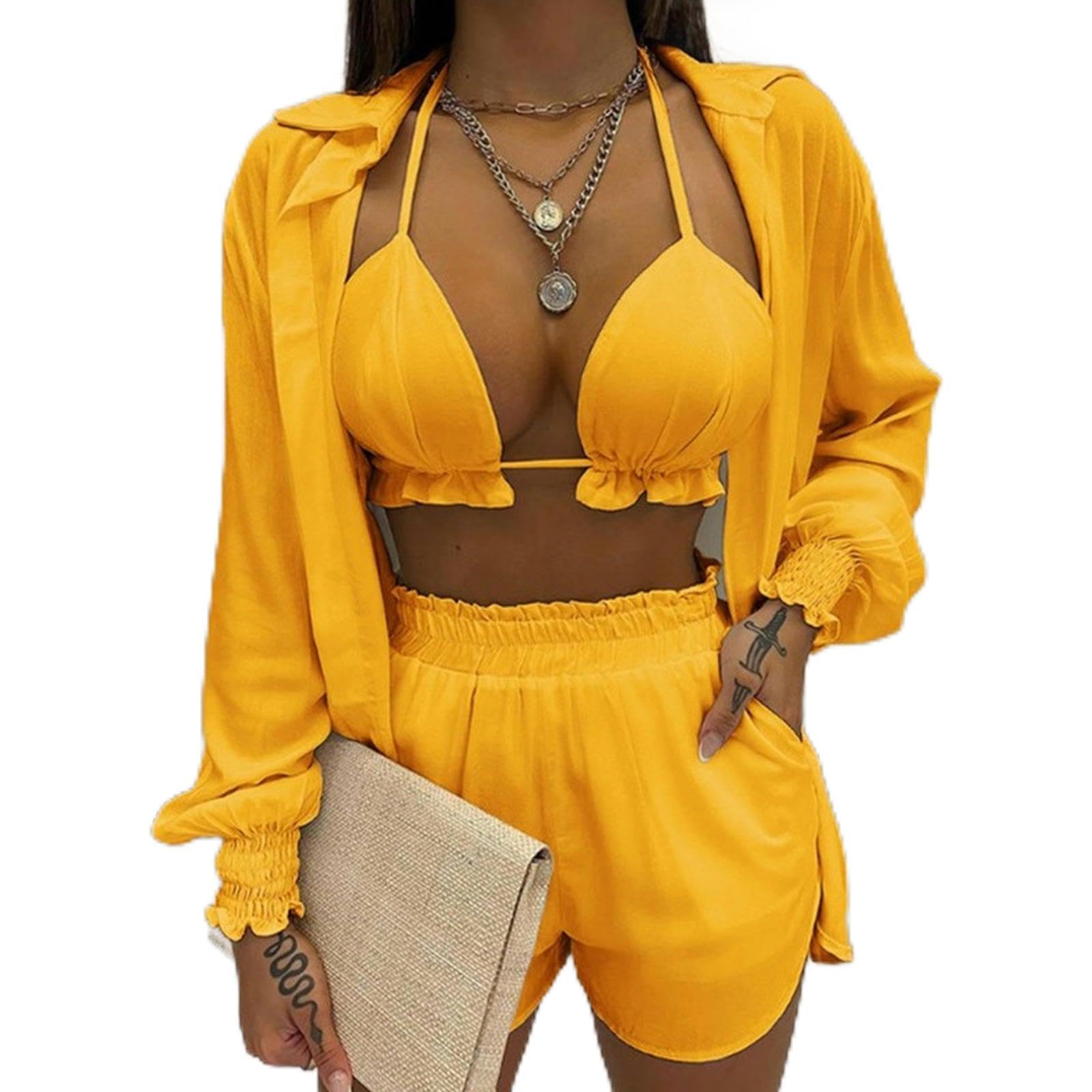 Short sexy trois pièces d'été chic anti-chaleur tenue légère modulable