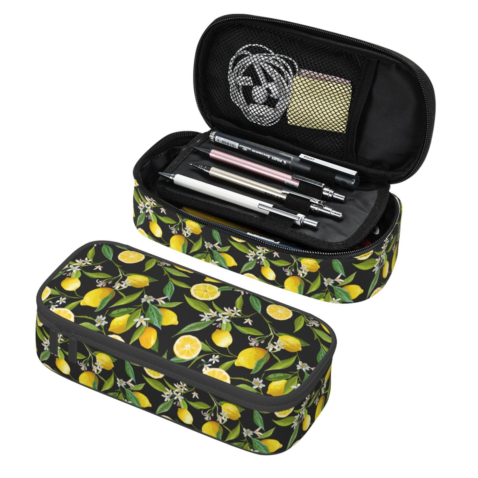 Lemon Fruit Tropical Pencil Case Big Capacity Storage Pencil Pouch Stationery Bags With Zipper Portable Pen Holder Box Organizer For Boys Student College School Office Supplies