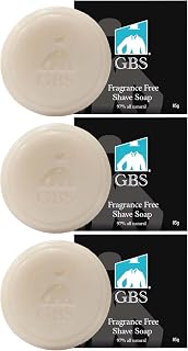 GENTS G.B.S Unscented Shaving Soap 3-Pack with Shea Butter - Natural Fragrance-Free Bars for Sensitive Skin, Rich Lather, Razor Burn Relief