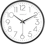 WISKALON Horloge murale silencieuse, moderne 10 batterie de pouce horloge murale pour chambre, cuisine, salle de bains, bureau, maison, salon (Noir d'or)