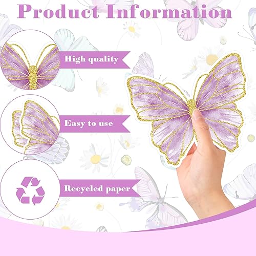 Miniatura 3 de Manteles individuales desechables de papel de mariposa coloridos para primavera, verano, boda, baby shower, cumpleaños y vacaciones, cocina, mesa de