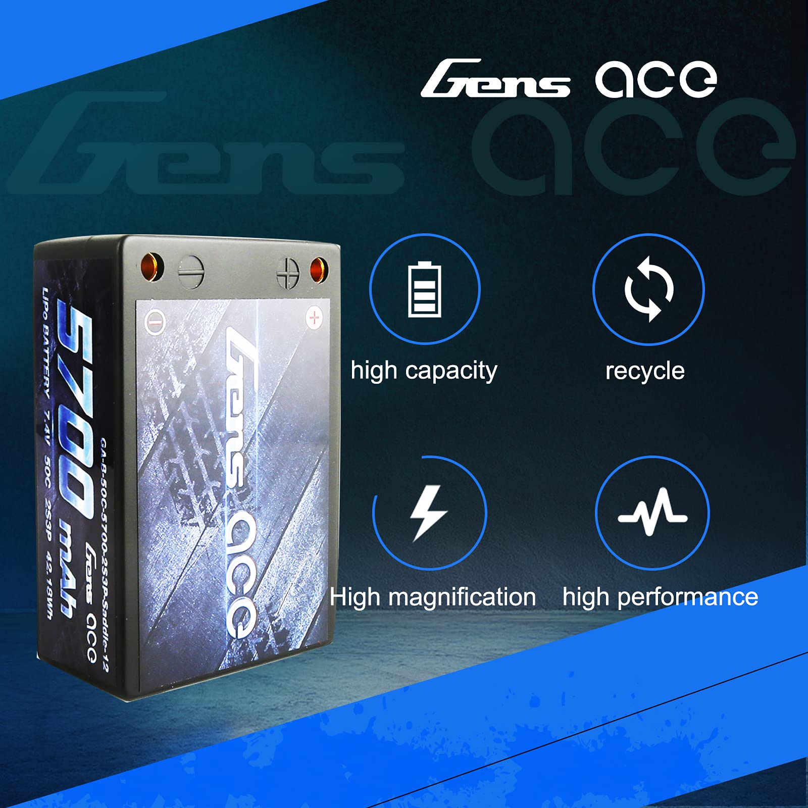 Gens ace Saddle LiPo Battery Pack 5700mAh 7.4V 50C 2S3P