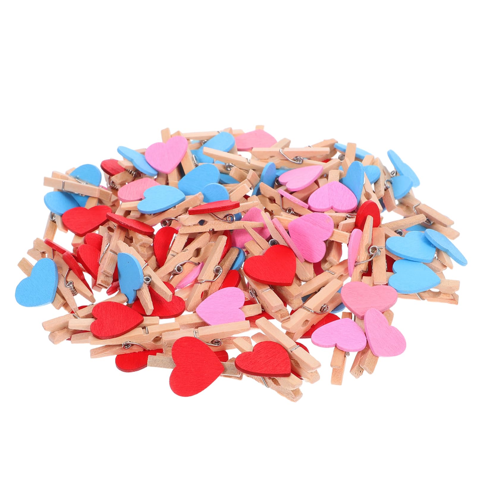 GOOHOCHY 90pcs Mini Wooden Heart Clips for Photo Display Seasonal Decor Wedding Decorations Charming Clips for Crafting Hanging Ornaments