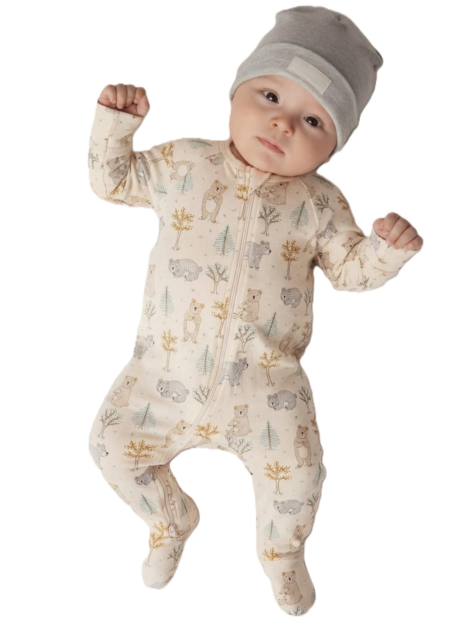 Roaming Bears Baby Growsuit with Zipper Organic Cotton Sleepsuit Soft Breathable Newborn Romper Infant Sleeper with Feet for Baby Boys & Girls-image-18