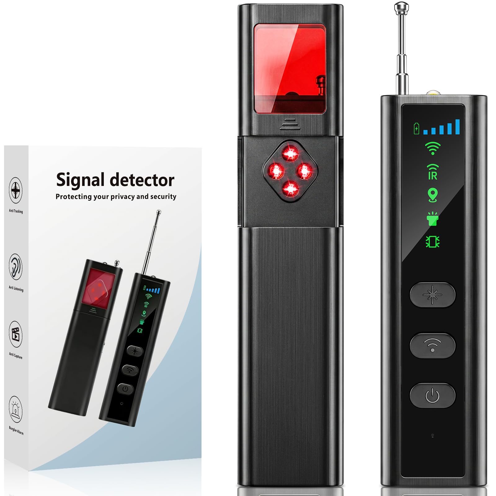 OBEST Rilevatore Di Microspie E Telecamere Nascoste 4-in-1 – Anti-spia Con Sensibilità Regolabile, Portatile, Per Hotel E Uffici