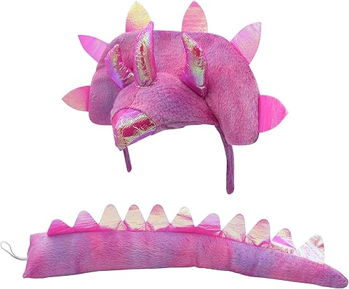 Nicky Bigs Novelties Triceratops - Diadema de dinosaurio de 3 cuernos para adultos, juego de accesorios coloridos