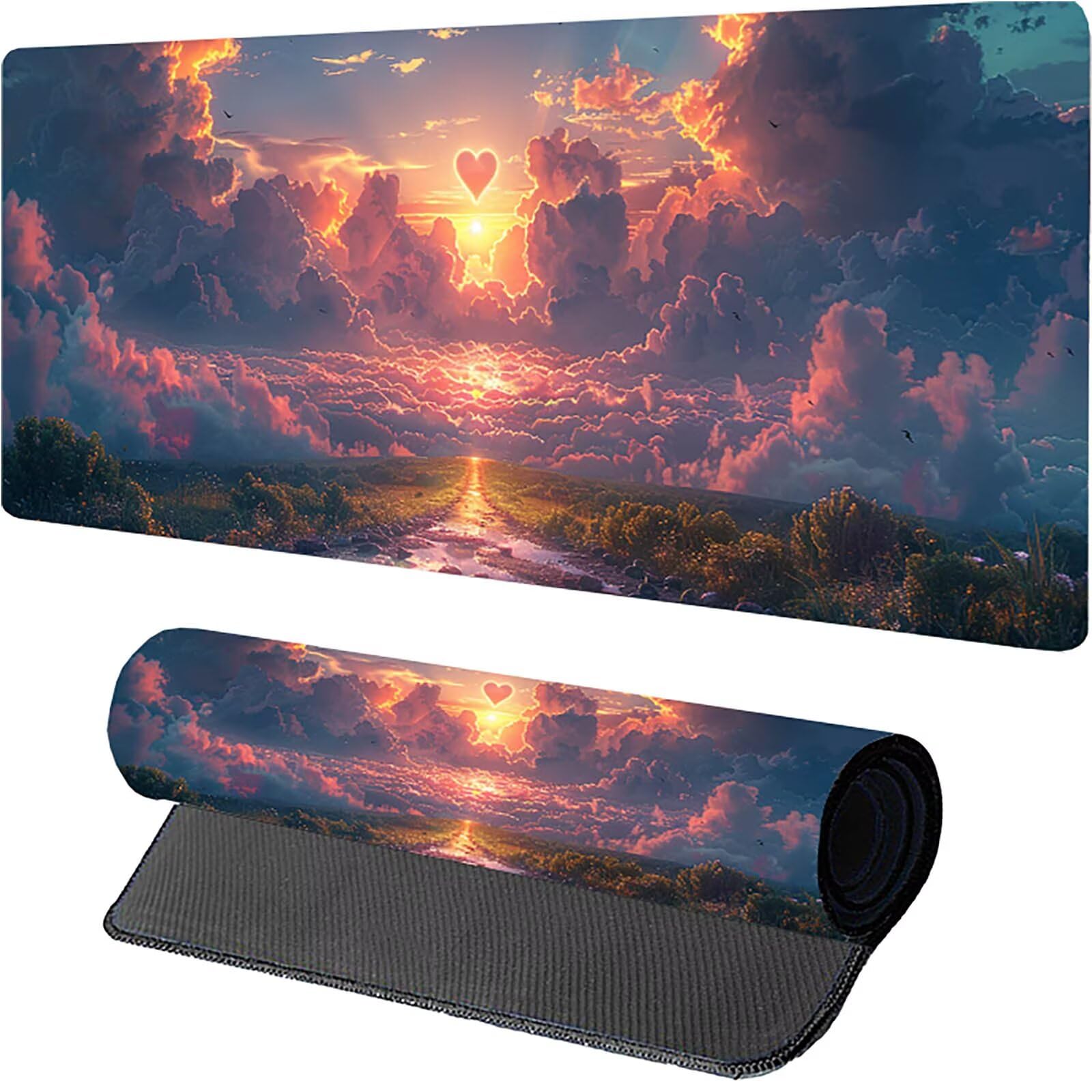 Tappetino Mouse XXL 1500 x 800 mm, Tappetino Mouse Nuvola, Gaming Mousepad Migliorare la Velocità e la Precisione, Mouse Pad con Base in Gomma Antiscivolo, Ufficio Accessori Gaming, Bianco 9-9153