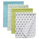 Gina Era Flannel Receiving Blankets, Baby Swaddle Blankets 100% Cotton 4 Pcs One Size 30 X 30 Inch for Baby Boy or Baby Girl (Style12)