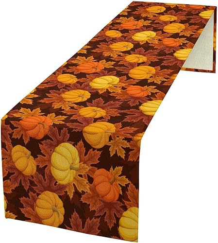 Miniatura 19 de Camino de Mesa Floral Retro de los Años 70, Bohemio Flores Abstractas Amarillas y Naranjas Groovy Camino de Mesa para Granja de Campo Cocina Comedor