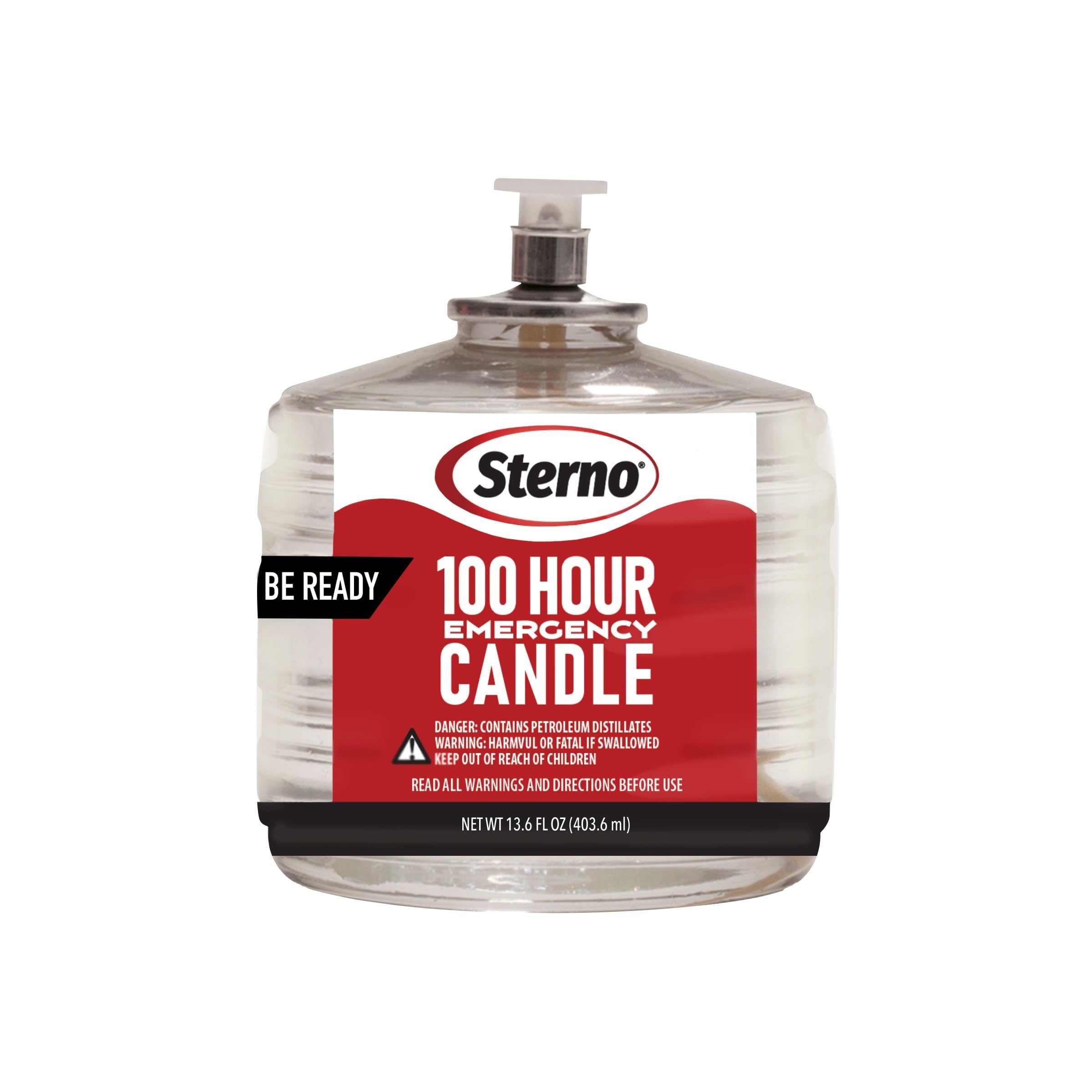 Sterno 100-Hour Emergency Candles Long Burning Candles - Unscented Candles for Emergencies, Candle Set for Power Outages - Long Lasting Candles, Burns Up to 100 Hours - 6 Liquid Paraffin Candles