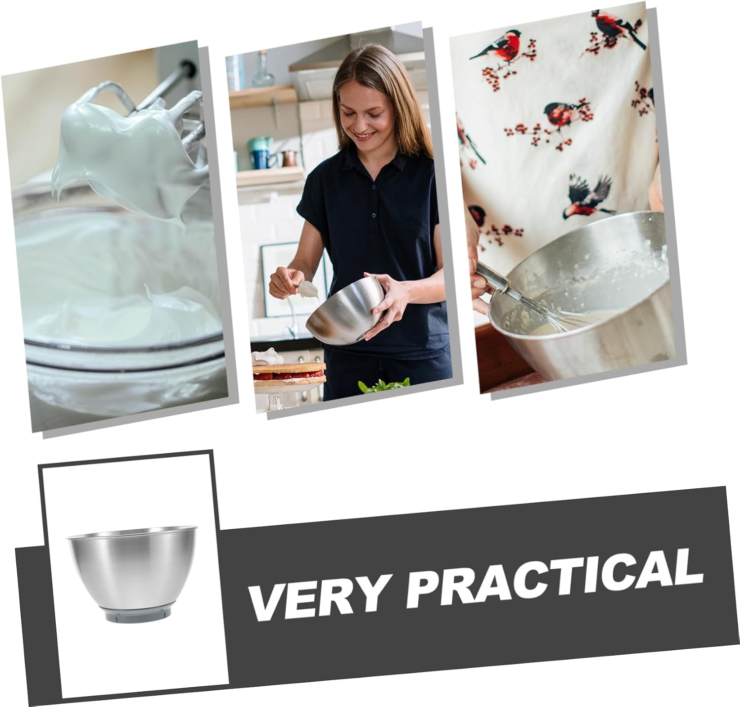 BESPORTBLE Stainless Steel Mixing Bowl Large Deepened Design for Effortless and Mixing Capacity Kitchen Essential -splash Easy to Clean