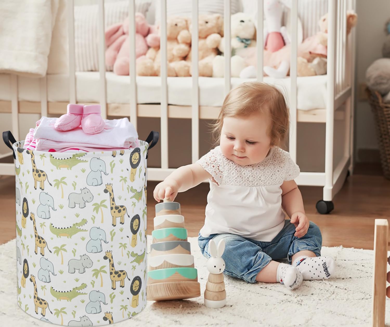 Animal Baby Laundry Basket Baby Hamper Kids Hamper Basket Toy Storage Bin for Boys Room Decor Baby Nursery Hamper Gift Baskets for Bedroom Bathroom(Green Animal) image 5 of 6 B0D12Y8LVX