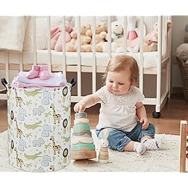 TIBAOLOVER Animal Baby Laundry Basket Baby Hamper Kids Hamper Basket Toy Storage Bin for Boys Room Decor Baby Nursery Hamper Gift Baskets for Bedroom Bathroom(Green Animal)
