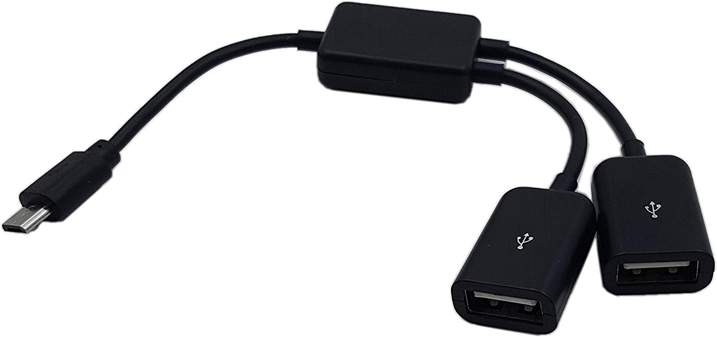 zdyGCTime Micro USB Host Cable,Micro USB Male to 2X Type A Dual USB Female OTG Adapter Converter Hub for Android Tablet Pc and Smart Phone Black