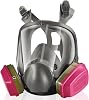 Pro Full-Face Respirator Mask with 60926 Filter,Anti-Fog Goggle,Reusable Gas Masks for Dust Painting Organic Vapor Epoxy Resin Welding Construction Woodworking Chemical Polishing Cutting,Pink & Grey