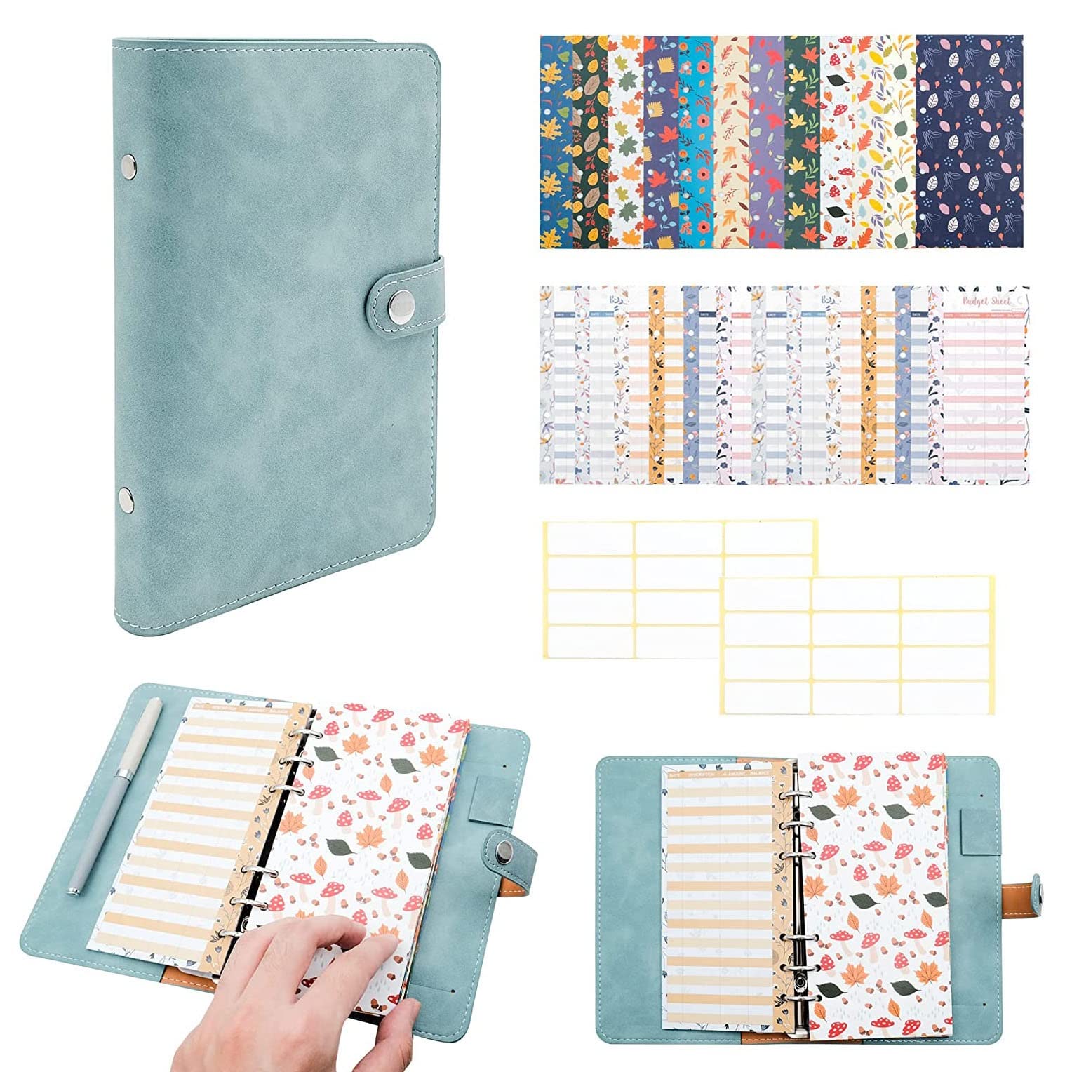 Cuaderno A6 de presupuestos para frenar gastos excesivos con sobres de efectivo y etiquetas