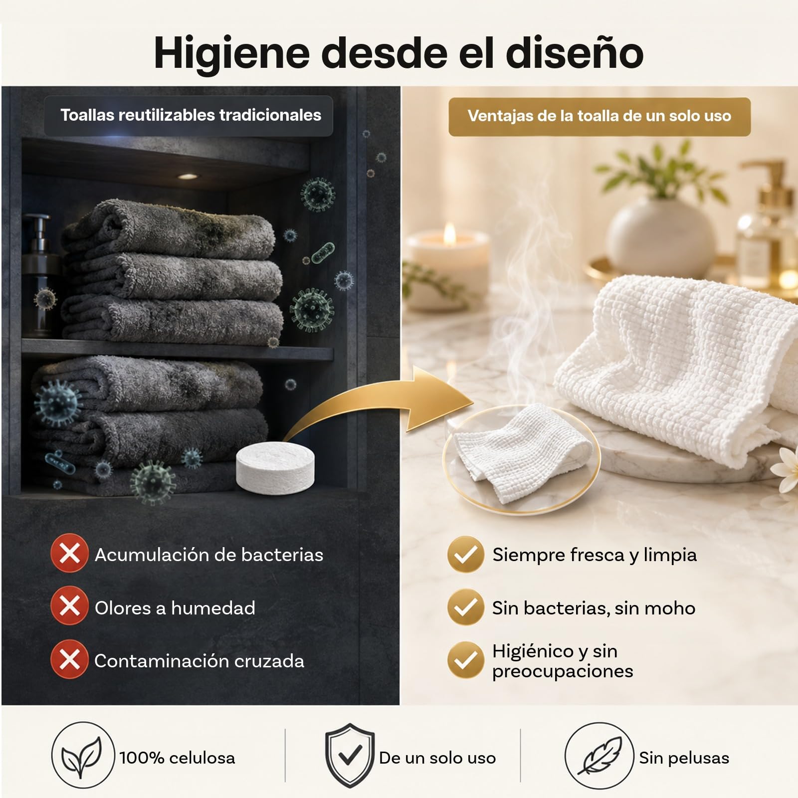 Toallas Faciales Desechables Comprimidas 400 Piezas de MMOBIEL – Toallas Faciales de Celulosa 33×21×7,6 mm – Suaves y Absorbentes – Paños de 6 mm Expandibles para Spa, Salón y Cuidado de la Piel