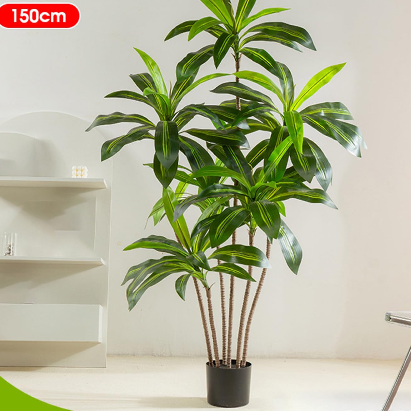 人工観葉植物 約150cm 室内用フェイクグリーン　黒い鉢付き Amazon｜HGJH フェイクグリーン 観葉植物 黒い鉢付き ドラセナ