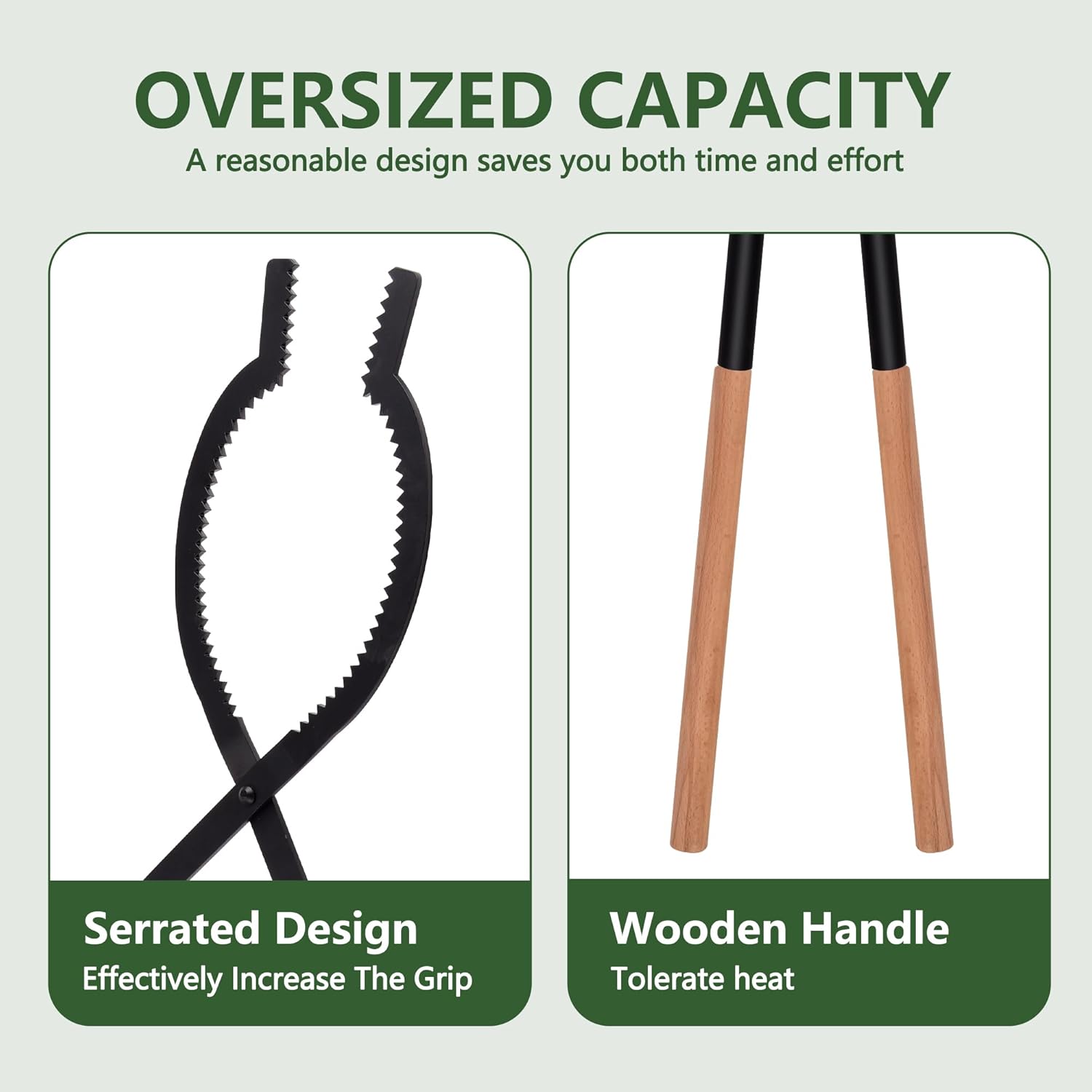 42" Large Fireplace Tongs Log Grabber with Scissor Shape Serrated, Portable Expandable Fire Pit Tongs accessory for Outdoor Fire Pit, grizzly grabber, indoor Fireplaces,Bonfires.