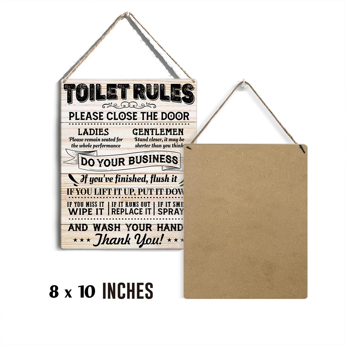 Snapklik.com : Toilet Rules Signs Wall Decor Rustic Please Close The ...
