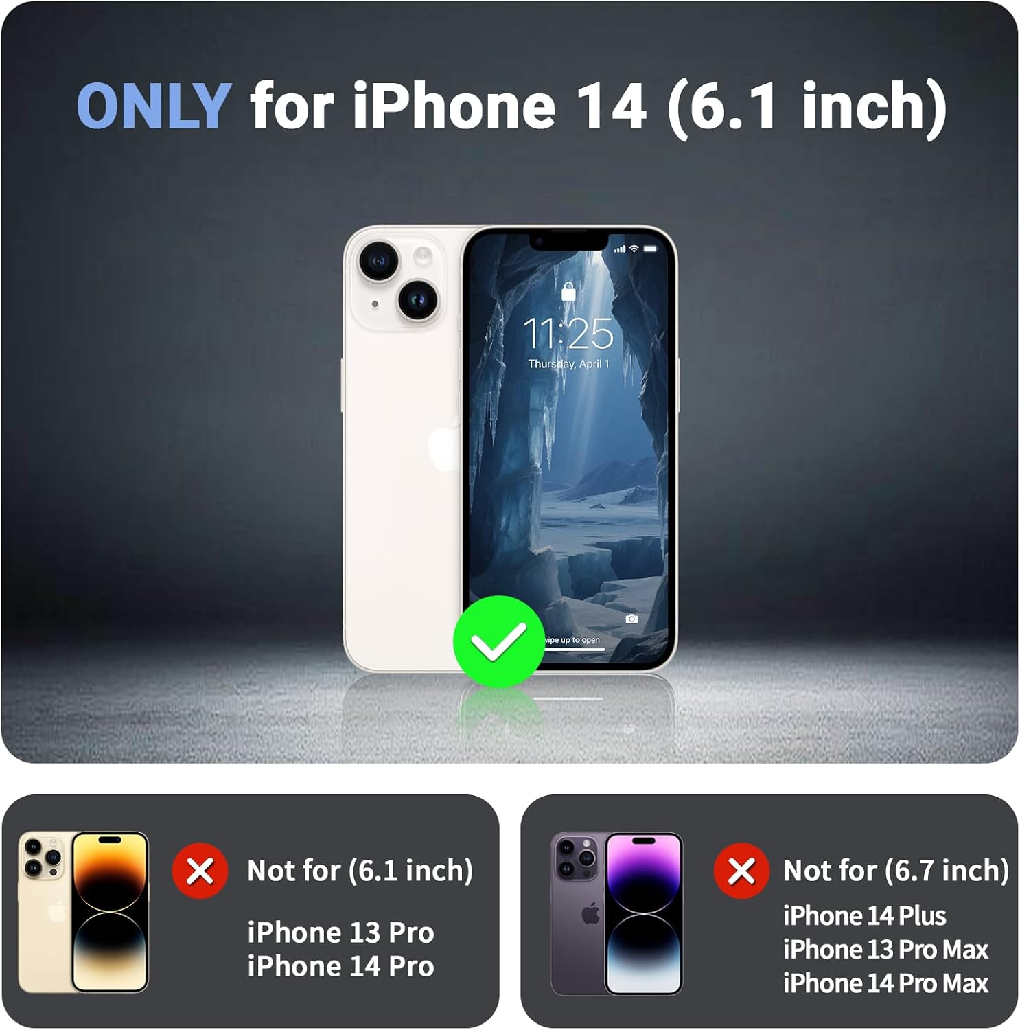 Magnetic for iPhone 14 Case, [Compatible with MagSafe][Military Grade Drop Protection][Heavy Duty Protection][Non-Slip][Shockproof] 2-Layer Durable Bumper Phone Case 6.1''-Deep Blue