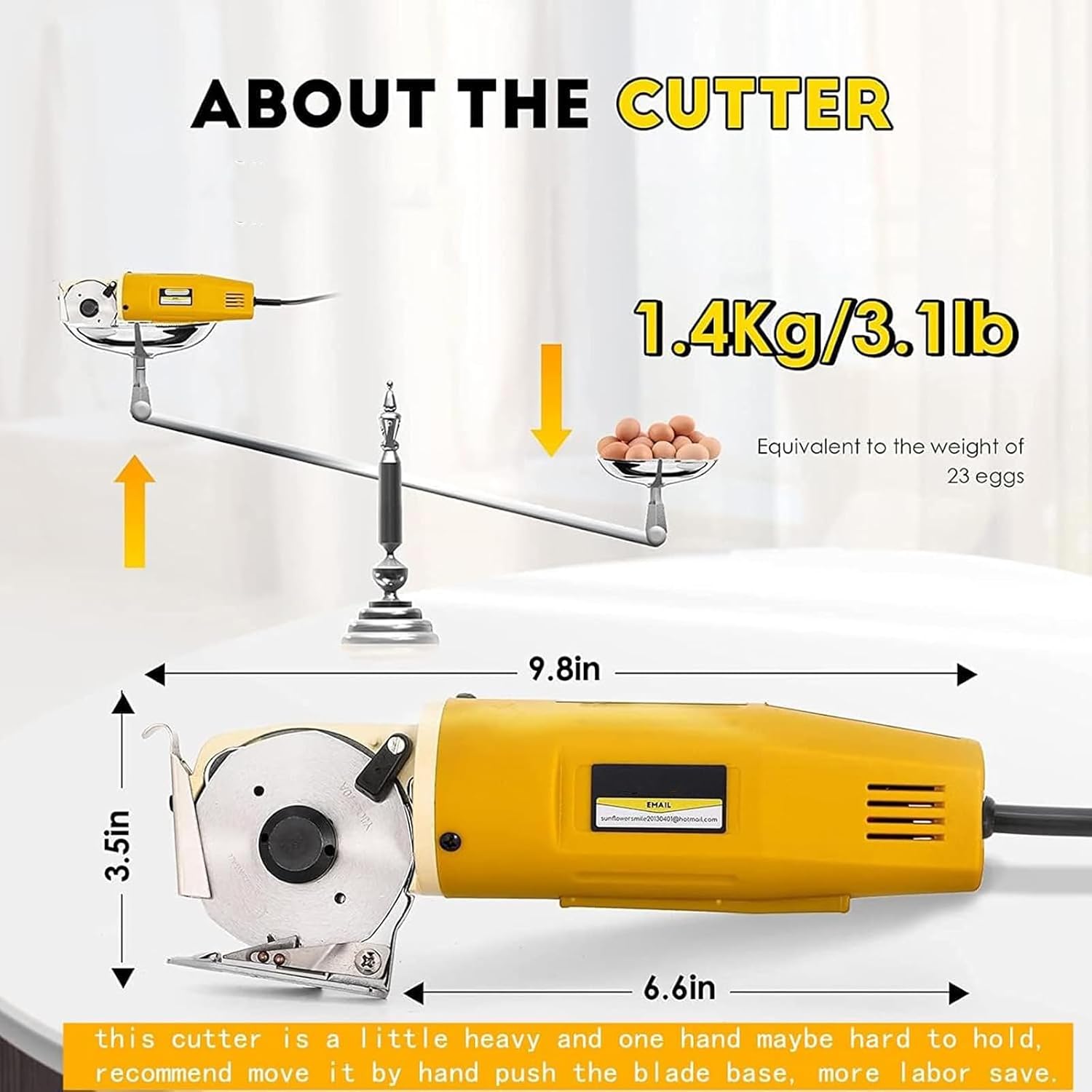 Electric Rotary Fabric Carpet Cutter, Multi-Layer Fabric Scissors with Sharpening Stone & 70mm Spare Blade, 25mm Max Trimming Thickness & 2400RPM Spped, for Textiles, Leather, Blankets