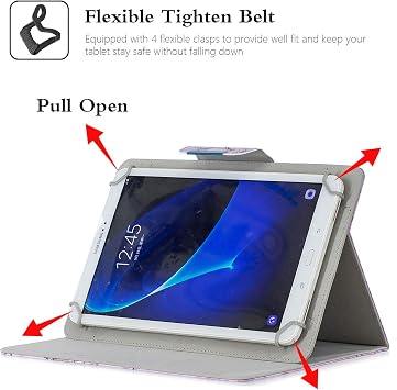 Universal 7 Inch Tablet Case, Techcircle Ultra Slim Lightweight PU Leather Stand Folio Flip Wallet Protective Shell Case [Card Slots] [Magnetic Closure] for All 7 Android Tablet PC, Cherry Blossom