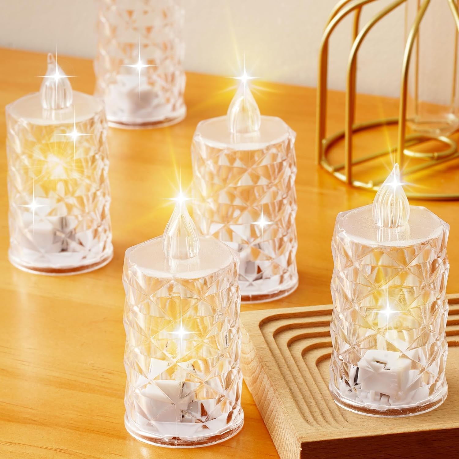 12-Pack Flameless Candles, Battery Operated Crystal LED, 200+H Runtime – Realistic Flickering Light for Table Centerpiece, Safe for Mother's Day, Father's Day, BBQs, Outdoor & Family Gatherings