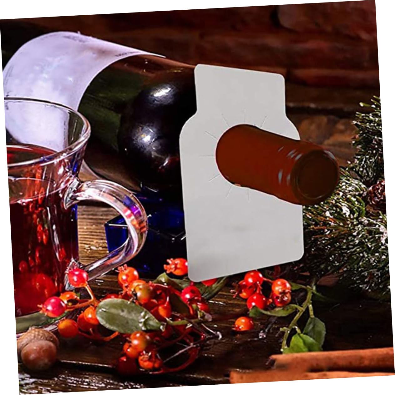 Gatuida 200 Pezzi Etichette per Bottiglie Vino Vuote Bifacciali in PVC Riutilizzabili Accessori Decorativi per Vino Etichette da Te per Uso e Cantina
