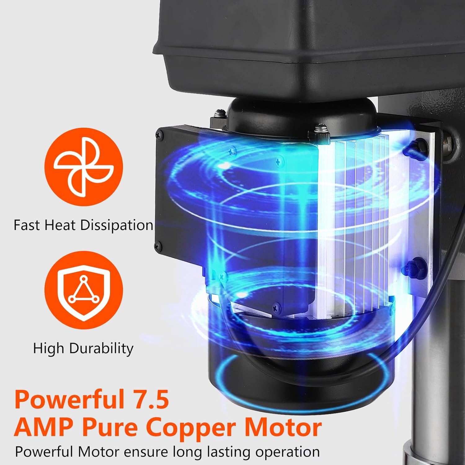 Garvee 13 in Floor Drill Press, 7.5 Amp 120V Pure Copper Motor, 288-3084 RPM Variable Speed Cast Iron Bench Drill Press, 0-45° Tilting Worktable, Tabletop Drilling Machine for Wood Metal