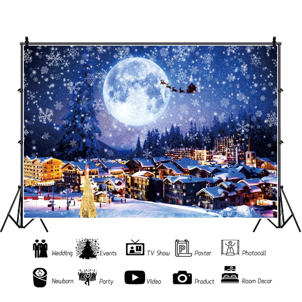 Fondo Fotografico YongFoto Invernale 1,5x1m: Alberi Di Natale Luminosi, Neve Scintillante, Perfetto Per Set Fotografici Natalizi