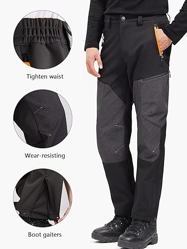 Vista 4 de FREE SOLDIER Waterproof Mens Ski Pants Hiking Outdoor Snowboard Snow Pants with Bottom Leg Zipper