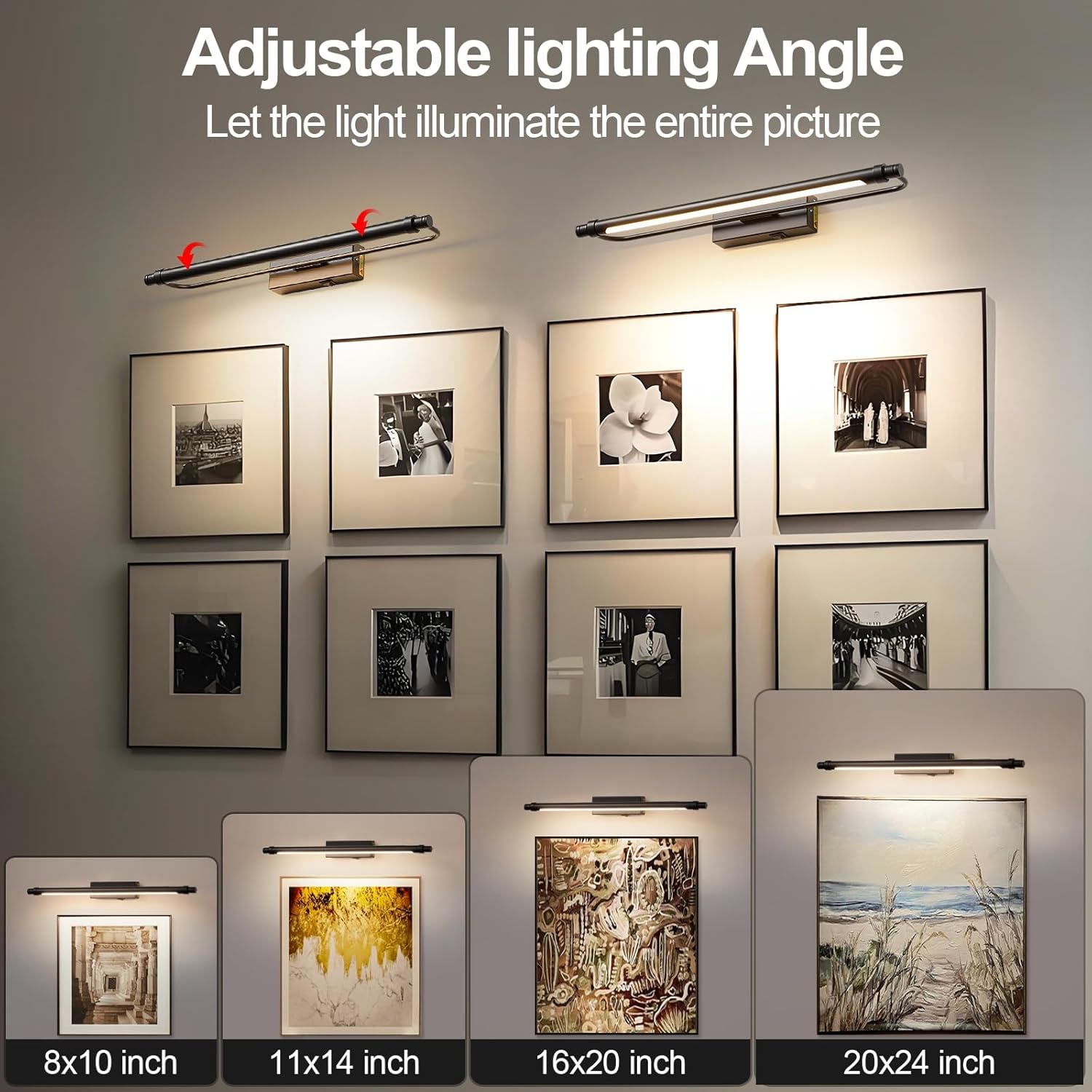 ZitoStory Battery Operated Picture Light for Wall with Remote,Dimmable Rechargeable LED Picture Lights Black Frame Wall Art Lamp for Bedroom, Living Room, Gallery 16 Inches