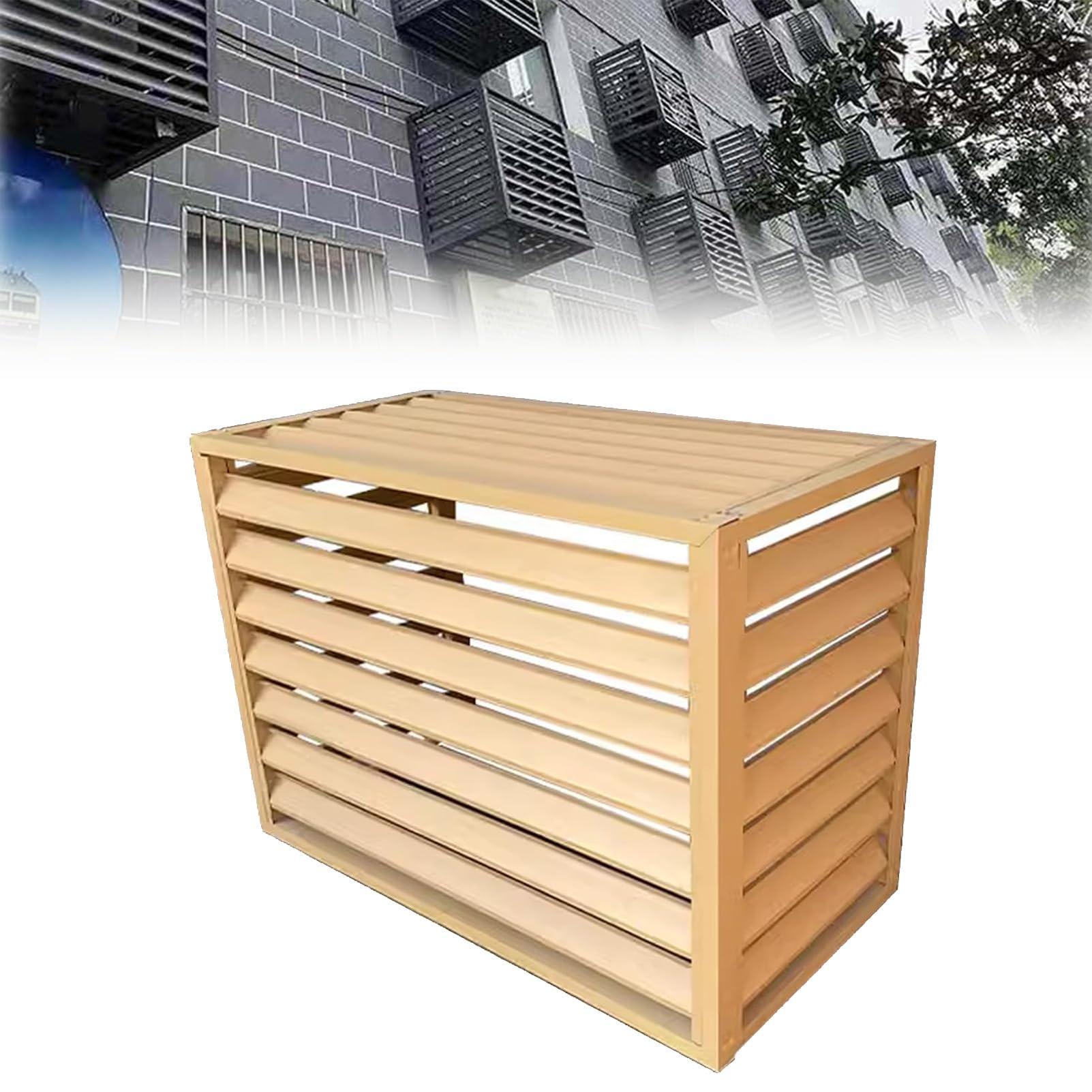 Copertura per pompa di calore in alluminio per esterni e scudo protettivo AC | Recinzione privacy su 4 lati per tutte le stagioni | Adatto per unità interne/esterne 120 x 70 x 150 cm