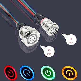 XMSJSIY Chassis Switch - Metal Button, PC Case LED Power Button ATX Supply On/Off for DIY Computer - 60cm, 12mm
