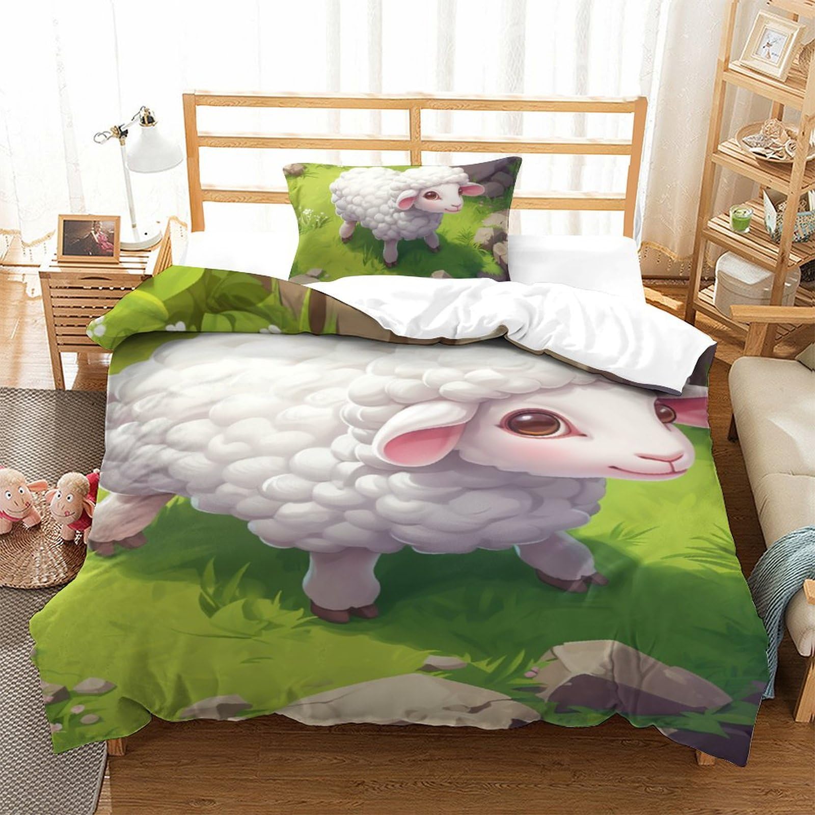 Housse de couette mouton 3D douce et respirante pour apaiser le sommeil des petits et grands