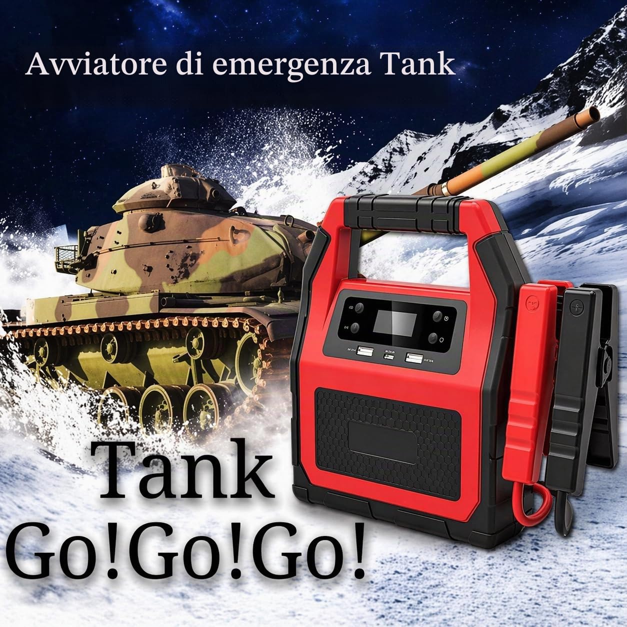 Avviatore di emergenza portatile da 42000 mAh, 12 V e 24 V, corrente di picco 1500 A, per tutte le auto, camion e veicoli pesanti, batteria di emergenza per auto con funzione Power Bank