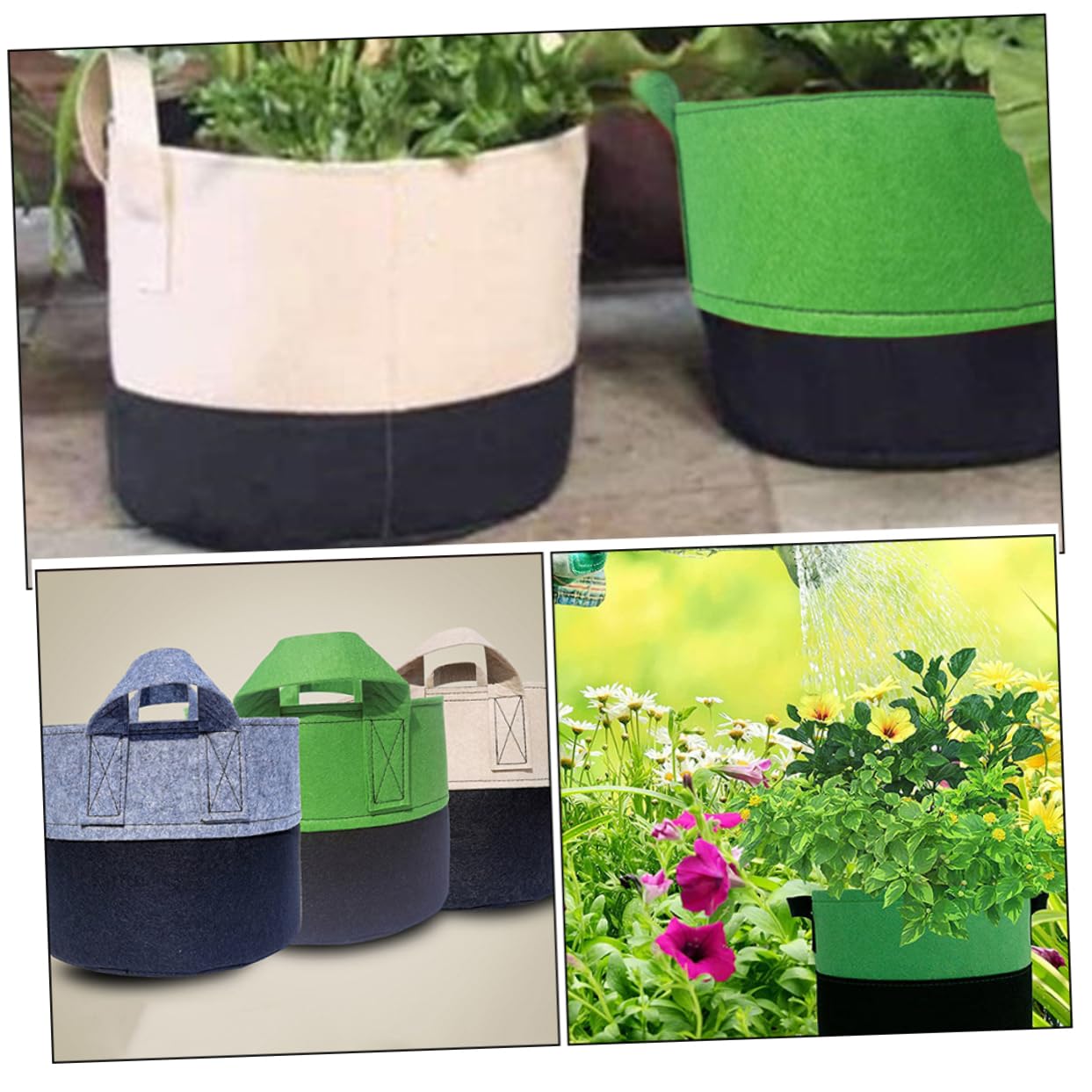 6piezas Bolsas De Cultivo De Plantas De Fieltro Macetas Transpirables para Jardín Tiesto para Verduras y Flores Cultivo Interiores y Exteriores