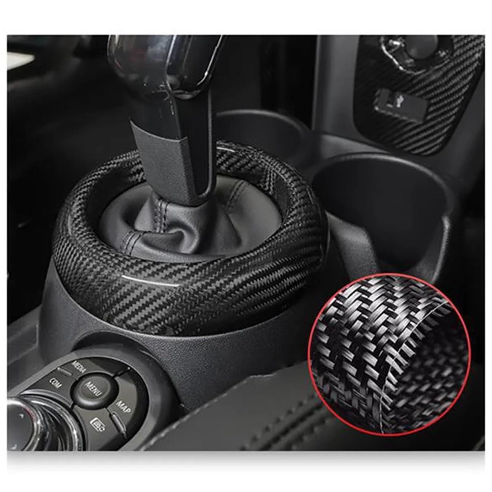 Accesorios Coche para Mini para Cooper para F55 para F56 para F57 para Countryman 2018-2022 Panel Engranaje Central Fibra Carbono Panel Control Modificación Interior Decoración Coche