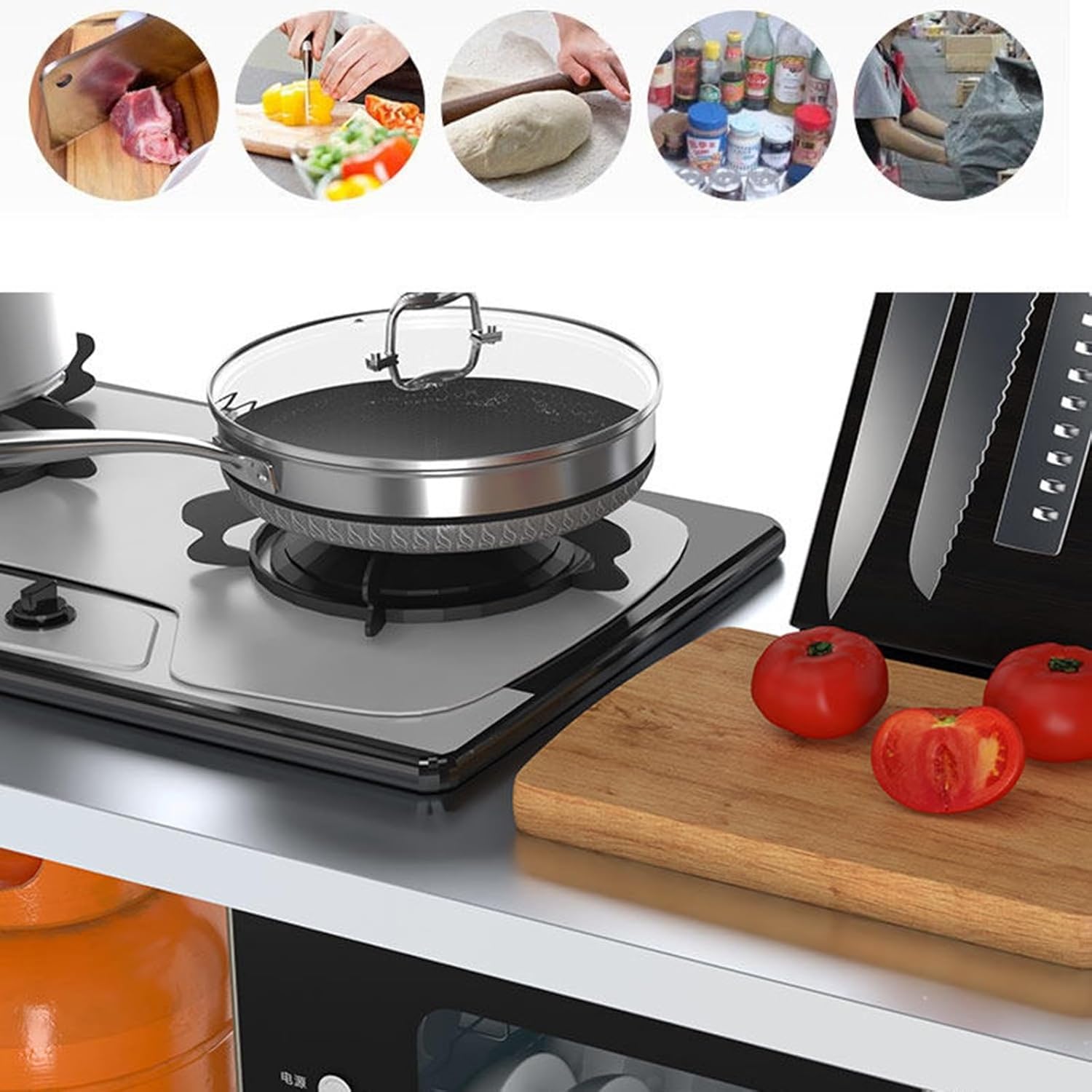 Kitchen Work Table Commercial Stainless Steel Work Table Double Open Storage Shelves Sturdy Metal Table Multi-Purpose Prep Table(43.3 * 19.7 * 31.5in)